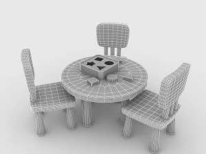 kindergarten table chair 02 3D Model