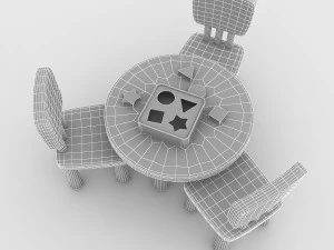 kindergarten table chair 02 3D Model