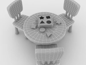 kindergarten table chair 02 3D Model