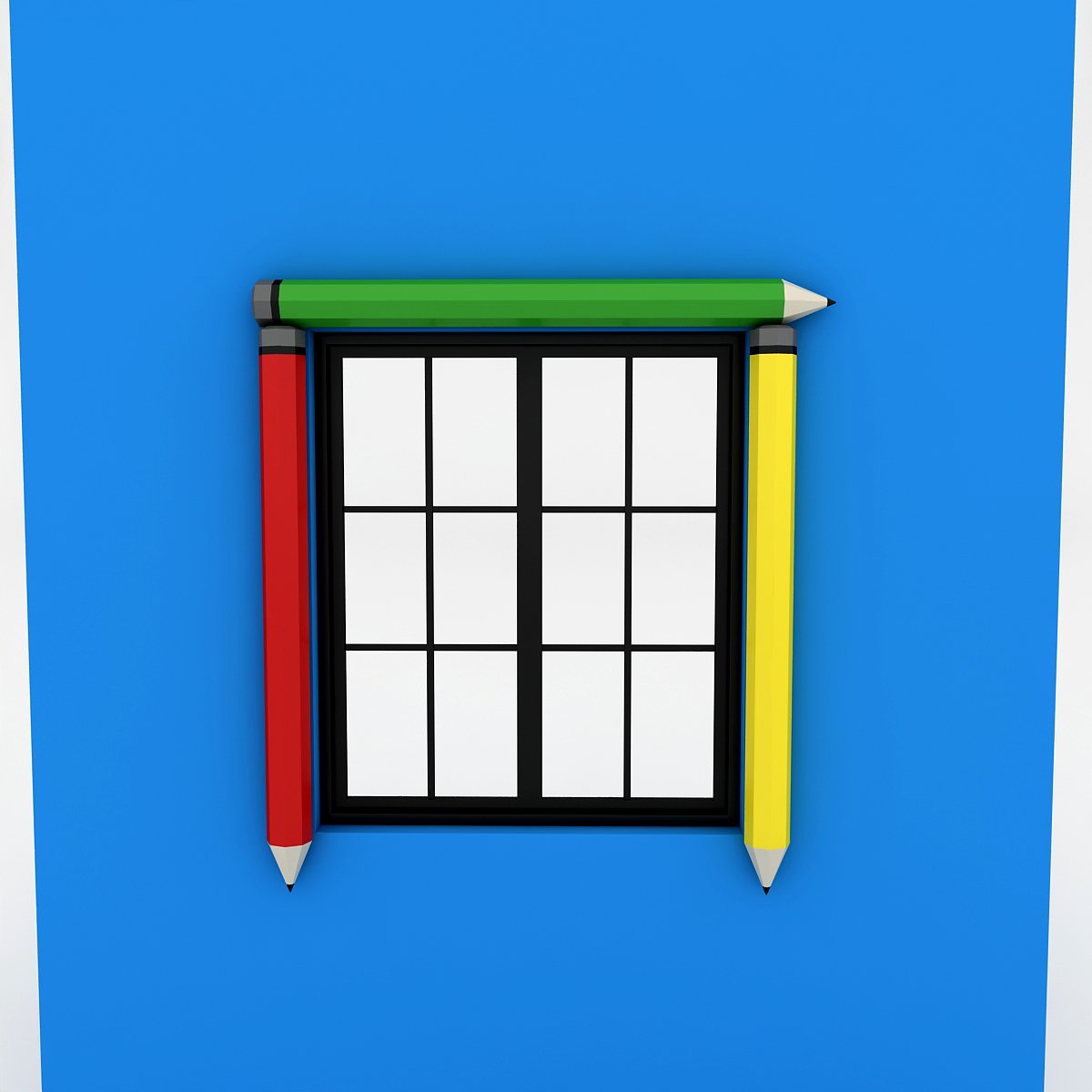 Window 3d model. Kindergarten Window .PNG.