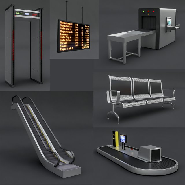 airport package 3D Модель .c4d .max .obj .3ds .fbx .stl .blend 