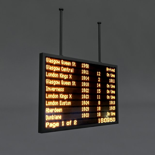airport digital signage Modello 3D .c4d .max .obj .3ds .fbx .stl .blend 