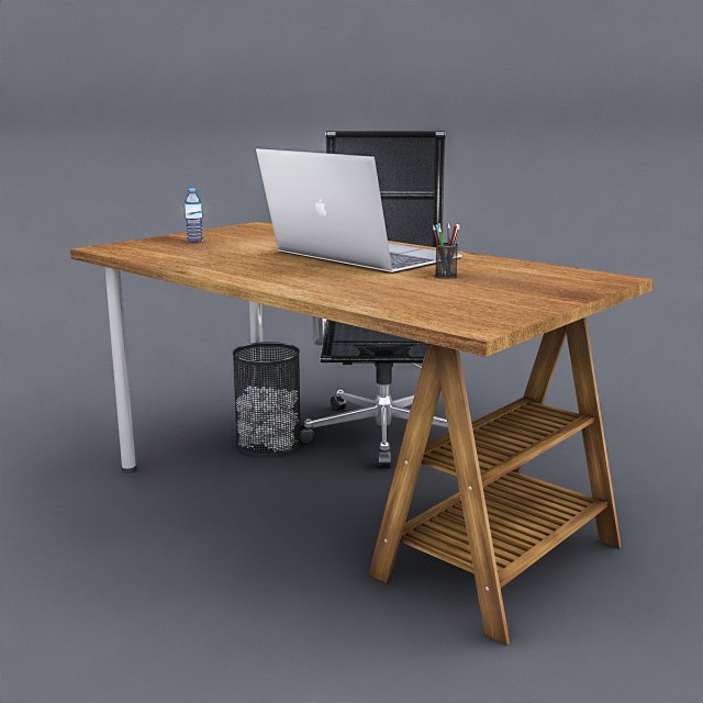 3d study desk Model 3D .c4d .max .obj .3ds .fbx .stl .blend 