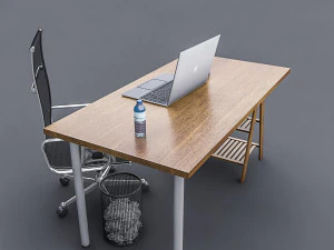 3d study desk 3D Model