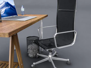 3d study desk 3D Model