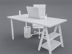 3d study desk Model 3D