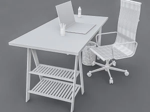 3d study desk 3D Model