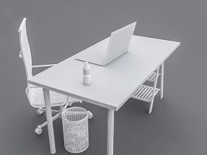 3d study desk 3D Model