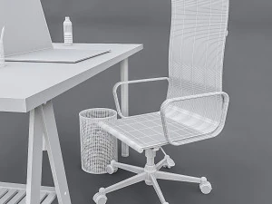 3d study desk 3D Model