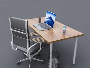 3d study desk 02 3D 모델