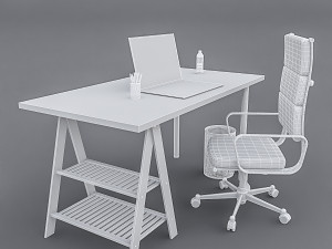3d study desk 02 3D 모델