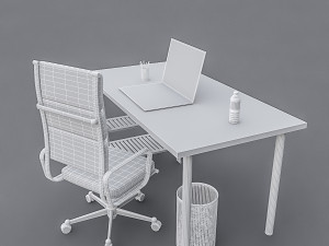 3d study desk 02 3D 모델