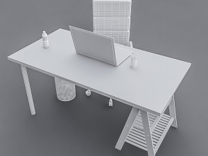 3d study desk 02 3D 모델
