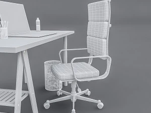 3d study desk 02 3D Model