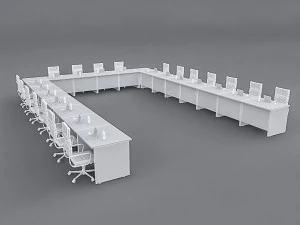 modular meeting table 02 3D Model