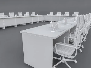 modular meeting table 02 3D Model