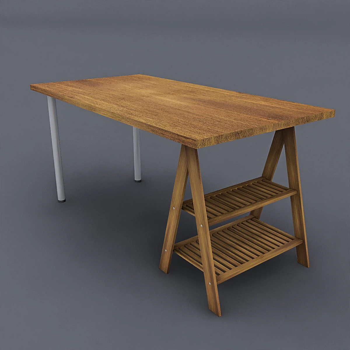 wooden work table 3D Model .c4d .max .obj .3ds .fbx .stl .blend 