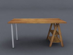 wooden work table 3D 모델