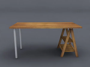 wooden work table 3D Model