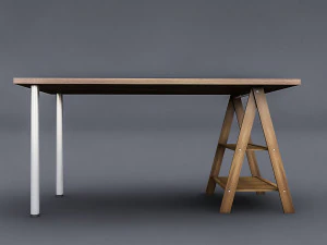 wooden work table 3D Model