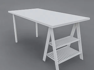 wooden work table 3D Model