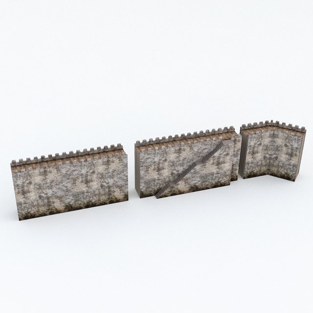 modular old castle wall Modèle 3D .c4d .max .obj .3ds .fbx .stl .blend 