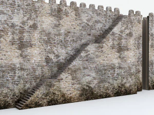 मॉड्यूलर पुराने महल की दीवार 3D मॉडल