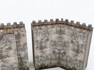 मॉड्यूलर पुराने महल की दीवार 3D मॉडल