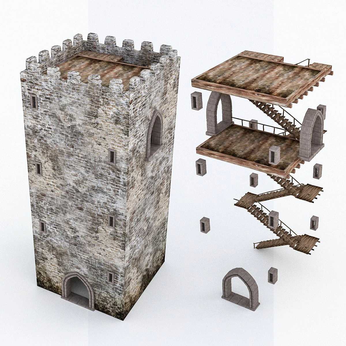 castle pack part1 3D Model .c4d .max .obj .3ds .fbx .stl .blend 