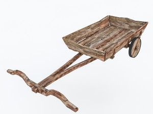 wooden old horse carriage 3D Model