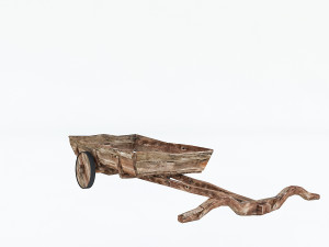 wooden old horse carriage Modèle 3D