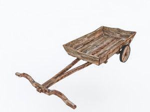 wooden old horse carriage Modèle 3D