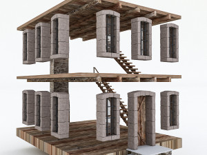 old stone building nterior and exterior 3D Model