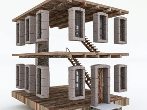 old stone building nterior and exterior 3D Model