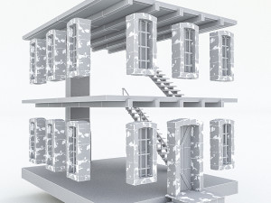 old stone building nterior and exterior 3D Model