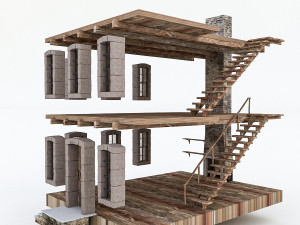 old stone building nterior and exterior 3D Model