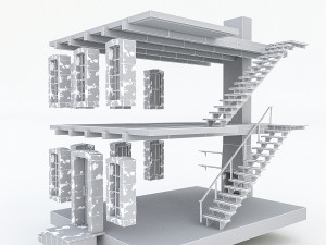 old stone building nterior and exterior 3D Model
