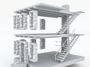 old stone building nterior and exterior 3D Model