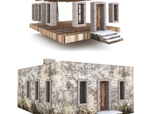 old stone building nterior and exterior 02 3D Model