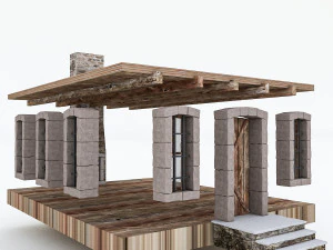 old stone building nterior and exterior 02 3D Model
