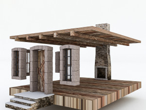 old stone building nterior and exterior 02 3D Модель