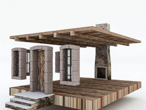 old stone building nterior and exterior 02 3D Model