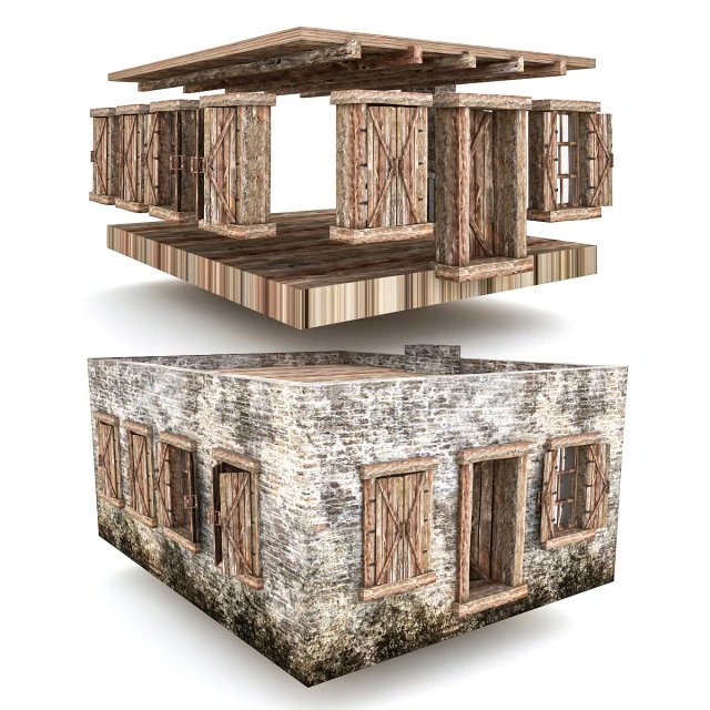 stary kamienny budynek wewnątrz i na zewnątrz 03 Model 3D .c4d .max .obj .3ds .fbx .stl .blend 