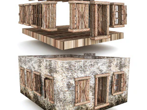 stary kamienny budynek wewnątrz i na zewnątrz 03 Model 3D