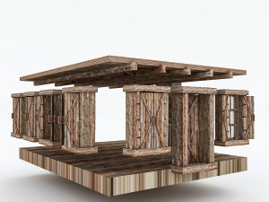 old stone building nterior and exterior 03 Modello 3D