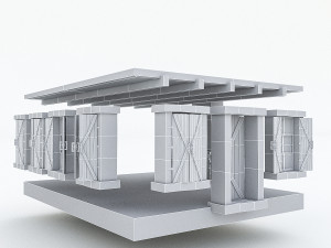 old stone building nterior and exterior 03 Modello 3D