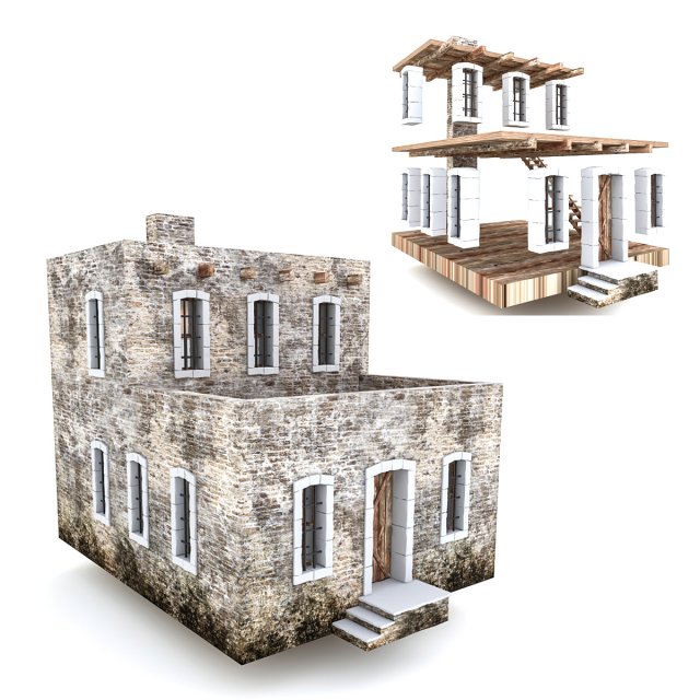 old stone building nterior and exterior 04 3D Model .c4d .max .obj .3ds .fbx .stl .blend 