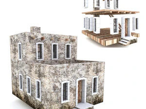 पुरानी पत्थर की इमारत का आंतरिक और बाहरी हिस्सा 04 3D मॉडल