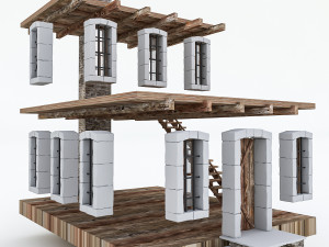 old stone building nterior and exterior 04 3D Model