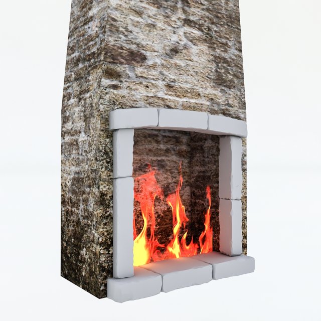 old stone fireplace 3D Model .c4d .max .obj .3ds .fbx .stl .blend 